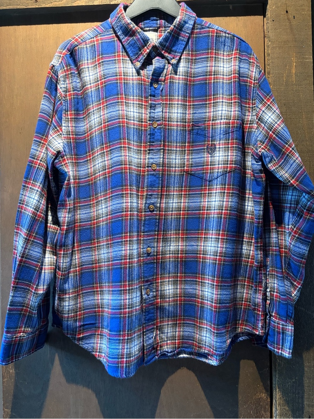 Chaps Blue Red Plaid Button-Down Shirt